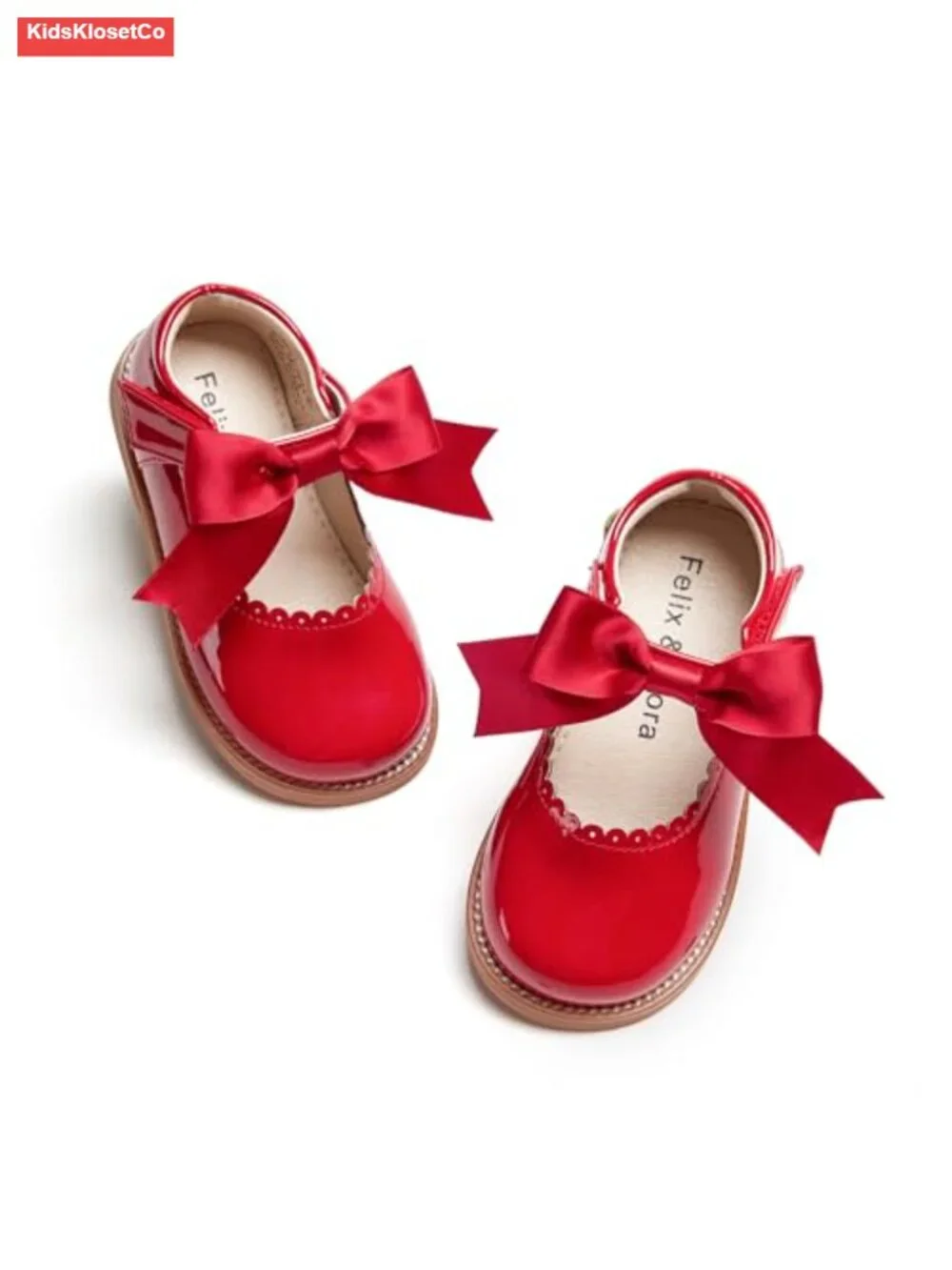 Toddler Girls Mary Jane Flats - Hook & Loop Faux Leather Ballet Shoes for Party